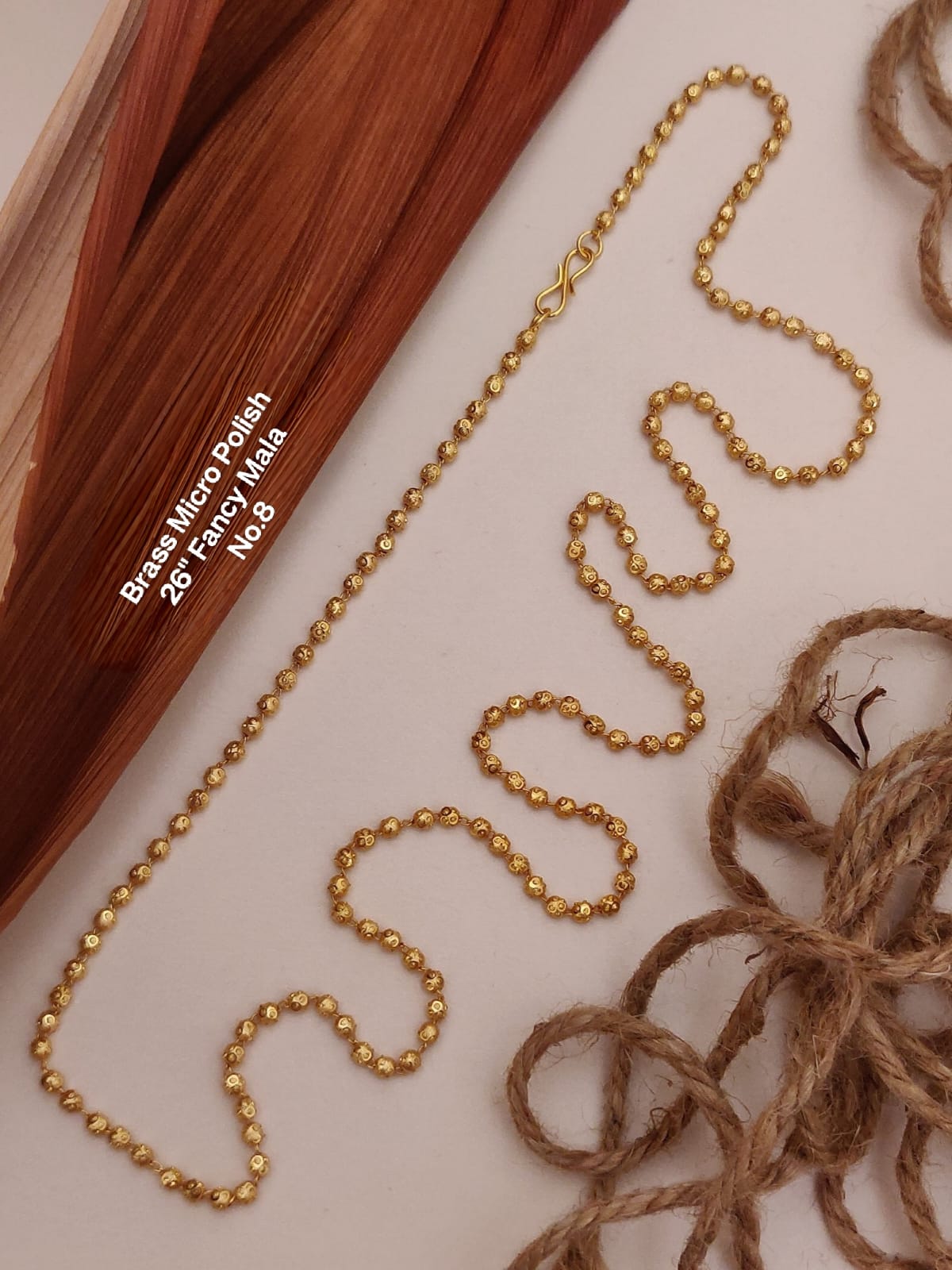 Brass Micro Polish Fancy Mala 26 Inch | Gold Finish Designer Necklace for Women