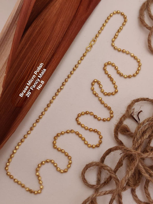Brass Micro Polish Fancy Mala 26 Inch | Gold Finish Designer Necklace for Women