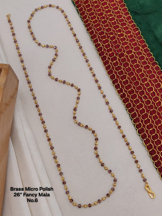 Brass Micro Polish Fancy Mala 26 Inch | Purple Crystal Gold Finish Necklace for Women