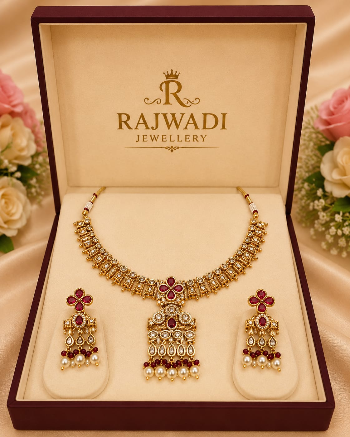 Royal Kundan Bridal Necklace Set with Pearl Drops | Premium Gold Finish Wedding Jewelry