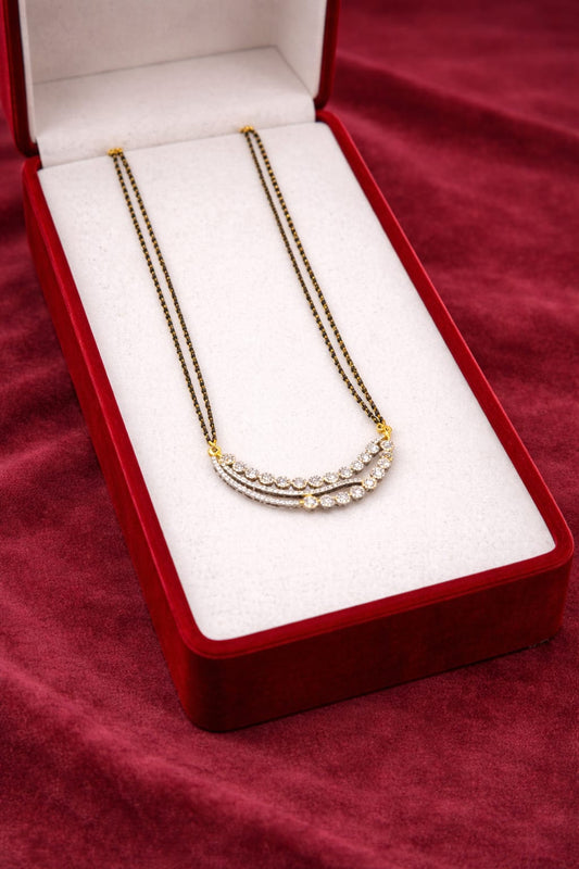 Round AD stone mangalsutra set with matching earrings
