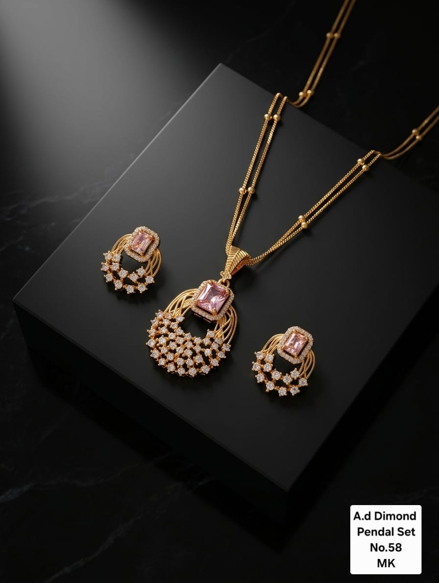 Regal Geometric Golden Pendant Set