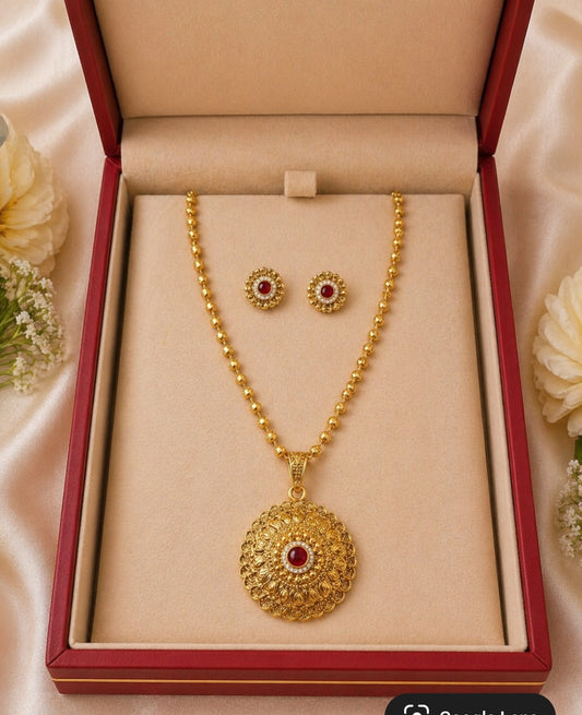 Vintage Lotus Pendant Set